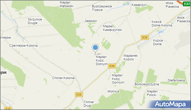mapa Majdan Kozic Dolnych, Majdan Kozic Dolnych na mapie Targeo